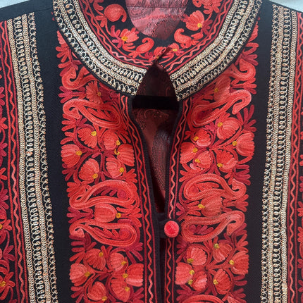 Hand made Sozni, Tila(resham), Aari - fusion designer Pashmina Wool winter Jacket – Kashmir Artwear| Size 46