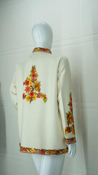 Handwoven Aari needle work Jacket | Kashmir Artwear | Pashmina | black Size 46