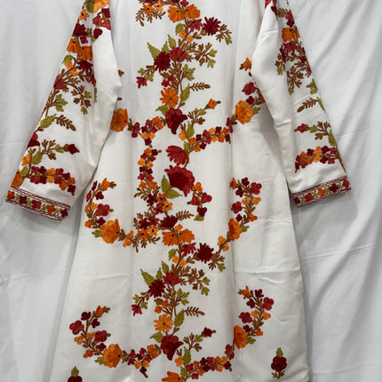 Luxury Kani/Jamawar Woolen Jacket with Jari | woven Kashmir Artwear | Statement fashion wear | Kashmir Winter Dresses|knee length| size 46