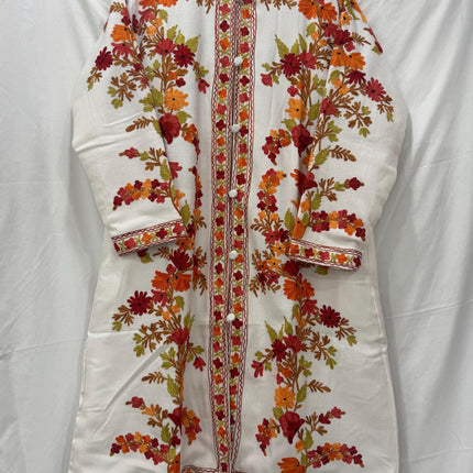 Luxury Kani/Jamawar Woolen Jacket with Jari | woven Kashmir Artwear | Statement fashion wear | Kashmir Winter Dresses|knee length| size 46