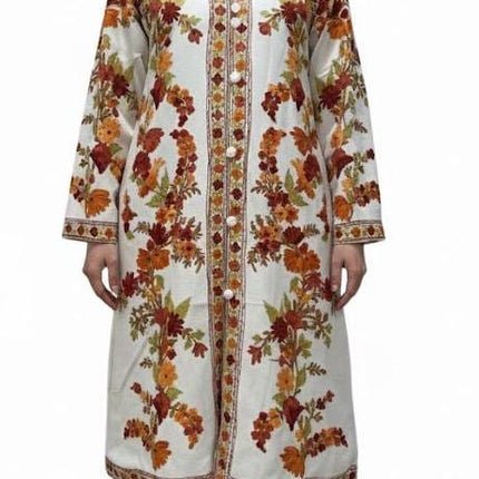 Luxury Kani/Jamawar Cotton Jacket with Jari | woven Kashmir Artwear | Statement fashion wear | Kashmir Winter Dresses|knee length| size 46