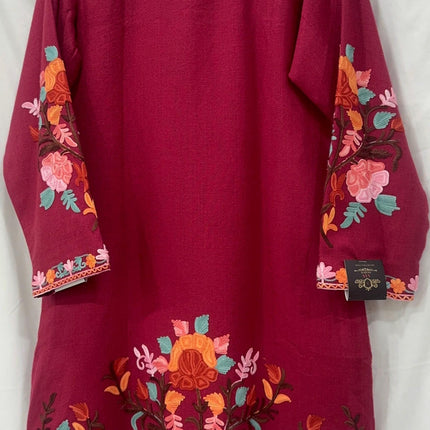 Kani Wool Jacket | Handwoven Kashmir Aari Embroidery, Size 42