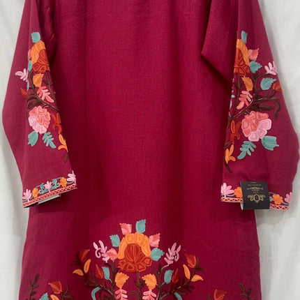 Kani Wool Jacket | Handwoven Kashmir Aari Embroidery, Size 42