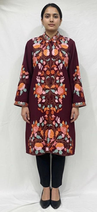 Aari Embroidered Wool Jacket | Kashmir Artwear, Size 42