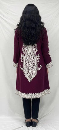 Luxury Kani/Jamawar Wool Jacket with Jari | woven Kashmir Artwear | Statement fashion wear | Kashmir Winter Dresses|knee length| size 44