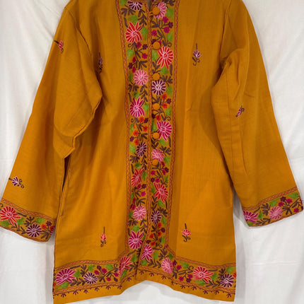 Pashmina hand embroidered |Aari needle work Jacket | Kashmir Artwear | Pashmina | black Size 36