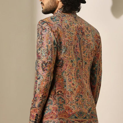 Mens Kani Jamawar Jamdani Jacket| Kani Woven Paisley | Mandarin Collar | Size 40,42,44,48