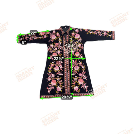 Long Aari Work Jacket | Black and Pink | Aari Handwork | Size 48