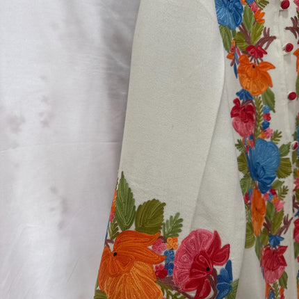 Handmade Wool Coat | Aari Embroidered Designer Jacket, Size 46