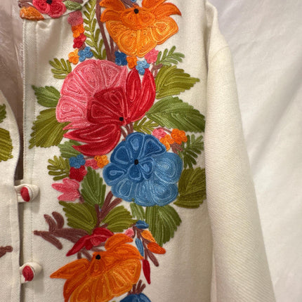 Handmade Wool Coat | Aari Embroidered Designer Jacket, Size 46