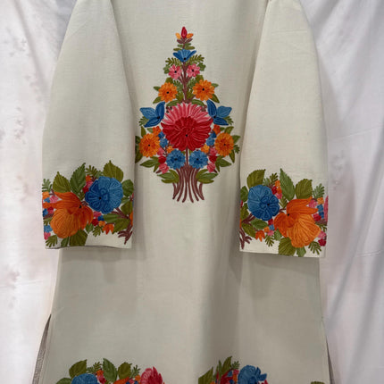 Handmade Wool Coat | Aari Embroidered Designer Jacket, Size 46