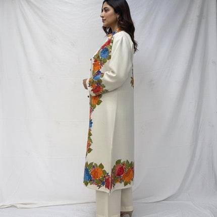 Handmade Wool Coat | Aari Embroidered Designer Jacket, Size 46