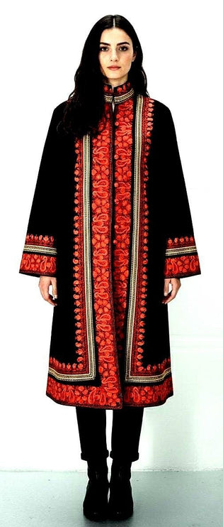 Hand made Sozni, Tila(resham), Aari - fusion designer Pashmina Wool winter Jacket – Kashmir Artwear| Size 46