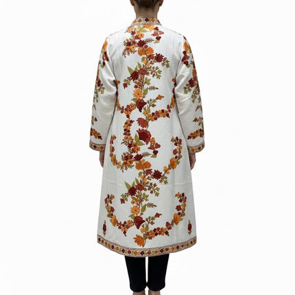 Luxury Kani/Jamawar Woolen Jacket with Jari | woven Kashmir Artwear | Statement fashion wear | Kashmir Winter Dresses|knee length| size 46