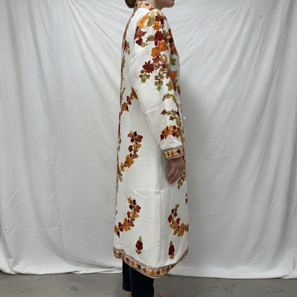 Luxury Kani/Jamawar Cotton Jacket with Jari | woven Kashmir Artwear | Statement fashion wear | Kashmir Winter Dresses|knee length| size 46