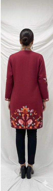 Kani Wool Jacket | Handwoven Kashmir Aari Embroidery, Size 42