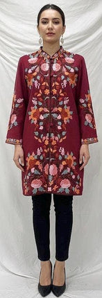 Kani Wool Jacket | Handwoven Kashmir Aari Embroidery, Size 42