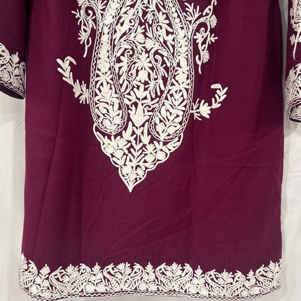 Kashmiri Wool Jacket | Handwoven Embroidered Artwear, Size 44