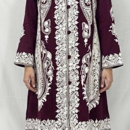 Luxury Kani/Jamawar Wool Jacket with Jari | woven Kashmir Artwear | Statement fashion wear | Kashmir Winter Dresses|knee length| size 44
