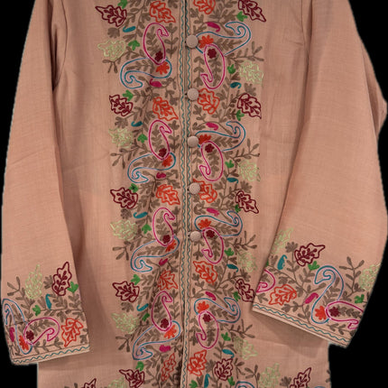 Pashmina hand embroidered |Aari needle work Jacket | Kashmir Artwear | Pashmina | black Size 38