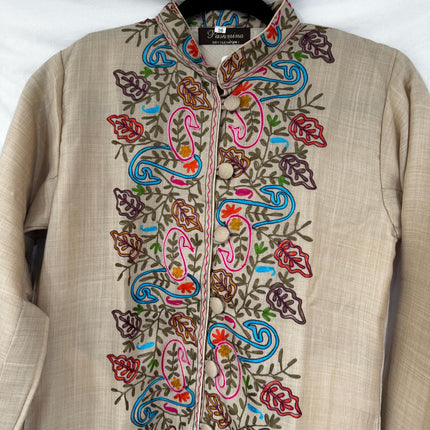 Pashmina hand embroidered |Aari needle work Jacket | Kashmir Artwear | Pashmina | black Size 36