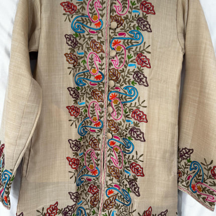 Pashmina hand embroidered |Aari needle work Jacket | Kashmir Artwear | Pashmina | black Size 36