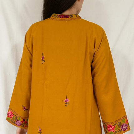 Pashmina hand embroidered |Aari needle work Jacket | Kashmir Artwear | Pashmina | black Size 36