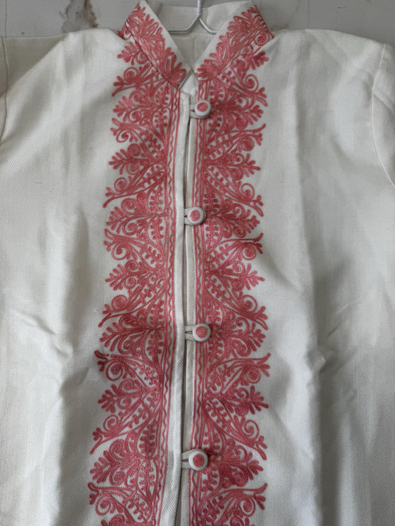 Short Aari Work Jacket | Pink and White | Aari Handwork | Size 42