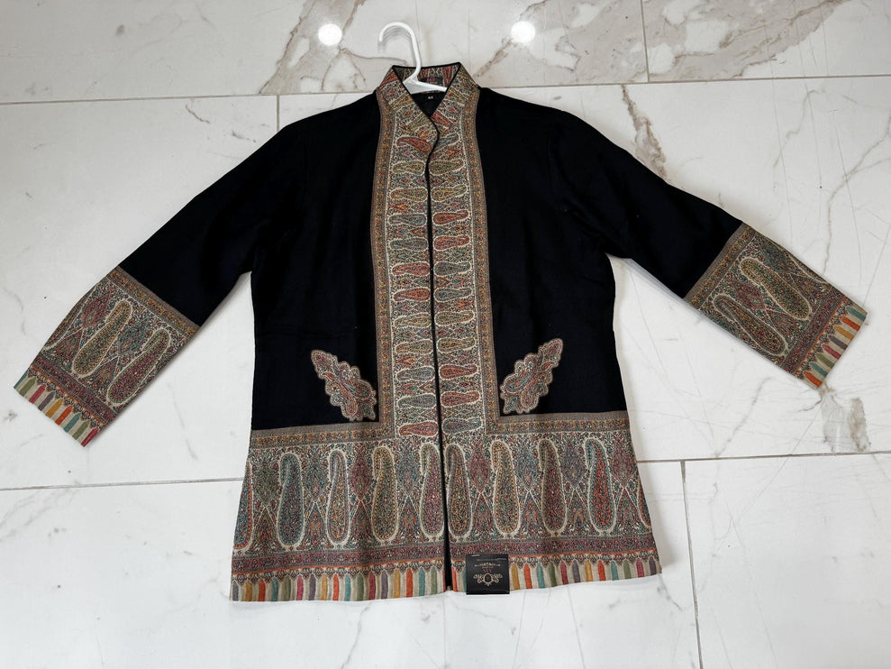 Kani Pashmina Jamawar Jacket, Woven Paisley Wool, Size 44,46