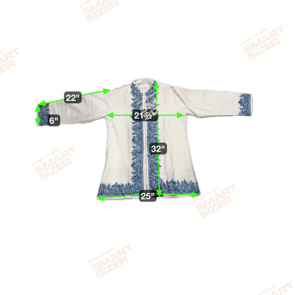 Short Aari Work Jacket | Blue and White | Aari Handwork | Size 44
