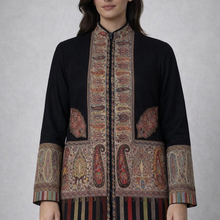 Kani Pashmina Jamawar Jacket, Woven Paisley Wool, Size 44,46
