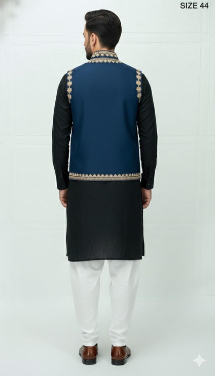 Handmade Designer MENS WOVEN Sozni handmad waistcoat, structured slim fit | Statement fashion wear| size 44