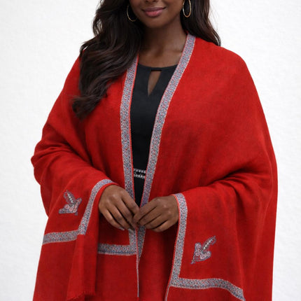 Premium Pashmina Stole with Intricate Border with fine hand embroidery| Very Soft| 100% Pure Pashmin