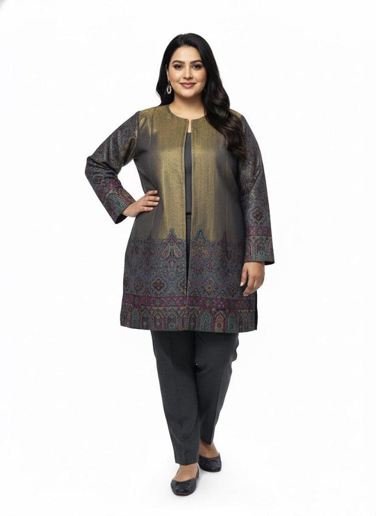 Luxury Pure Pashmina Jacket | Moonlight kani Jacket | size 46