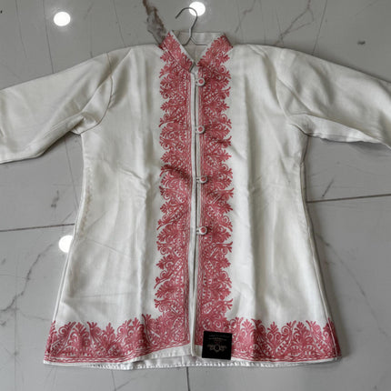Short Aari Work Jacket | Pink and White | Aari Handwork | Size 42