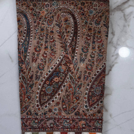 Kani Pashmina Jamawar Jacket, Woven Paisley Wool Coat, Size 42