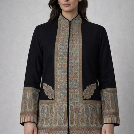 Kani Pashmina Jamawar Jacket, Woven Paisley Wool, Size 44,46 - 46