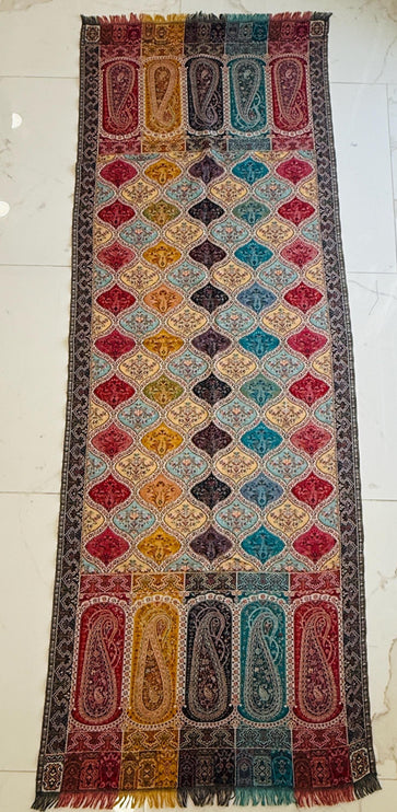 Pure Jamawar Kani Stole | Natural-, Beige-Multi | Pure Wool
