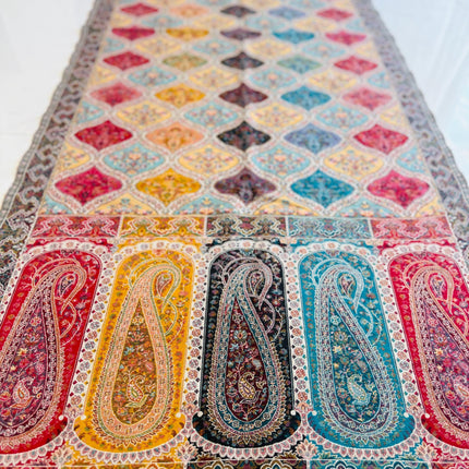 Pure Jamawar Kani Stole | Natural-, Beige-Multi | Pure Wool