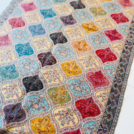 Pure Jamawar Kani Stole | Natural-, Beige-Multi | Pure Wool