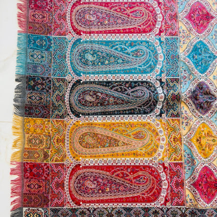 Pure Jamawar Kani Stole | Natural-, Beige-Multi | Pure Wool