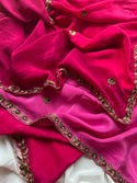 Hand Woven Banarasi Silk Saree: Pink Ombre Copper Zari