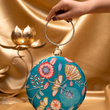 Silk Clutch | Handmade Floral Embroidered Silk Purse