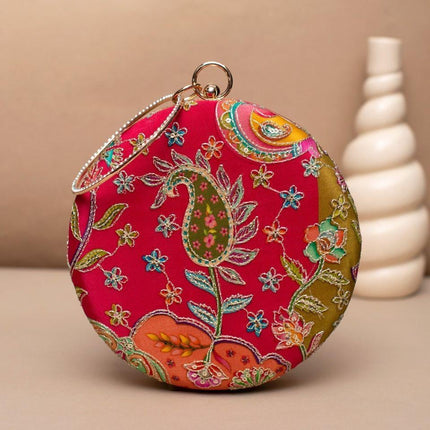 Silk Clutch | Handmade Floral Embroidered Silk Purse