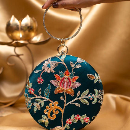 Silk Clutch | Handmade Floral Embroidered Silk Purse