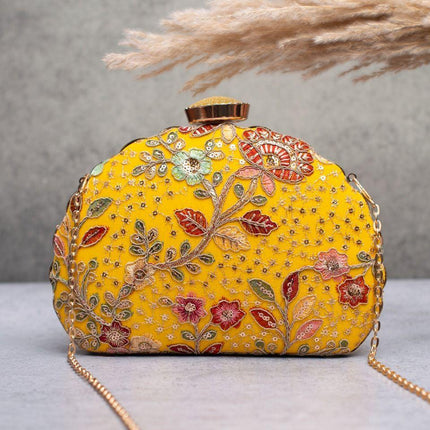 Silk Clutch | Handmade Floral Embroidered Silk Purse