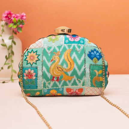 Silk Clutch | Handmade Floral Embroidered Silk Purse