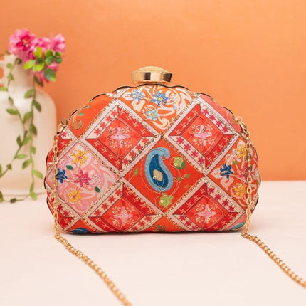 Silk Clutch | Handmade Floral Embroidered Silk Purse