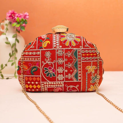 Silk Clutch | Handmade Floral Embroidered Silk Purse