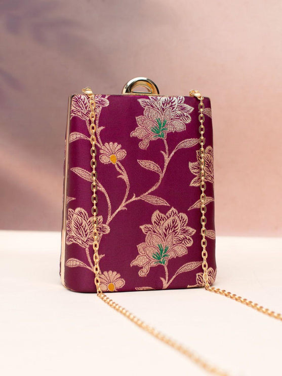 Silk Clutch | Handmade Floral Embroidered Silk Purse